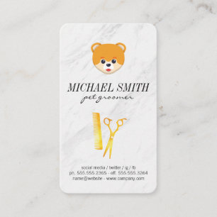 Marble Stone Pet Grooming Dog Icon Business Card