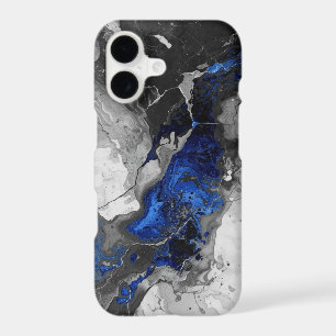 Marble Stone Print, Black Blue Grey iPhone 17 case