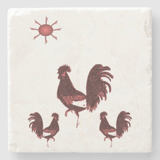 Marble Stone Rooster Coaster (Front)