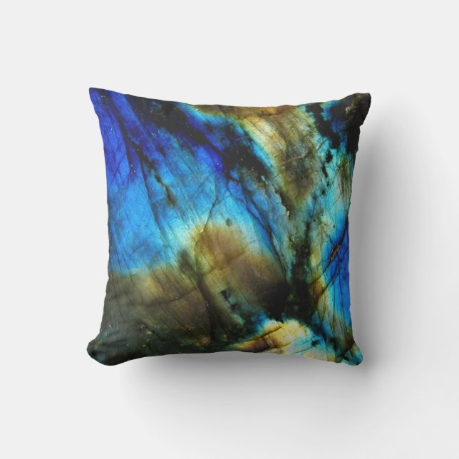 marble stone teal turquoise indigo blue agate cushion (Front)