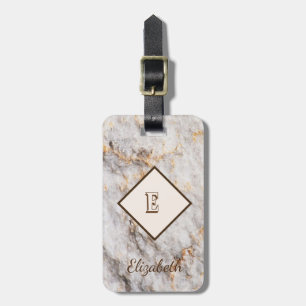 Marble Stone Texture, Monogram-Personalised Luggage Tag