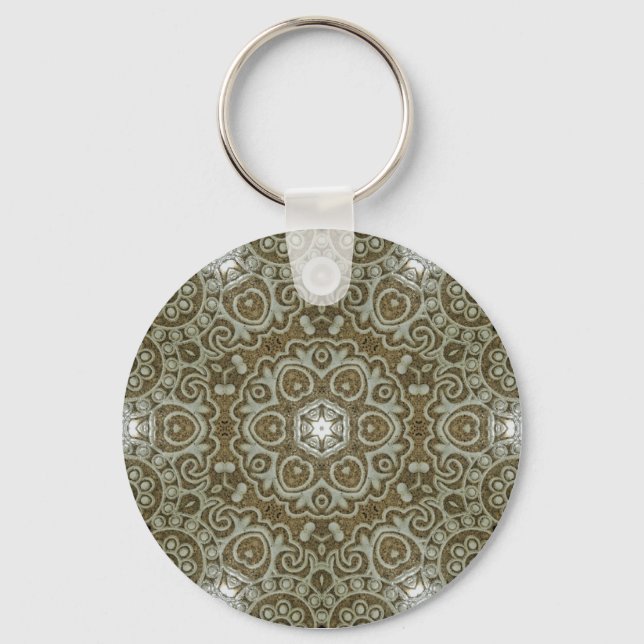 Marble Stone Texture Print Minimalist Aesthetic Key Ring (Front)