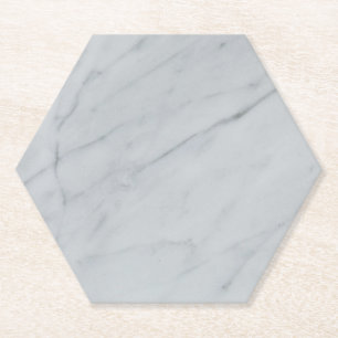 Marble Stone White Hexagon Paper Coaster