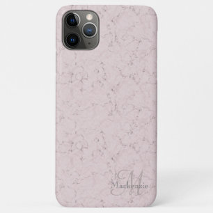 Marble Style Blush Pink Grey Monogram Custom Name Case-Mate iPhone Case