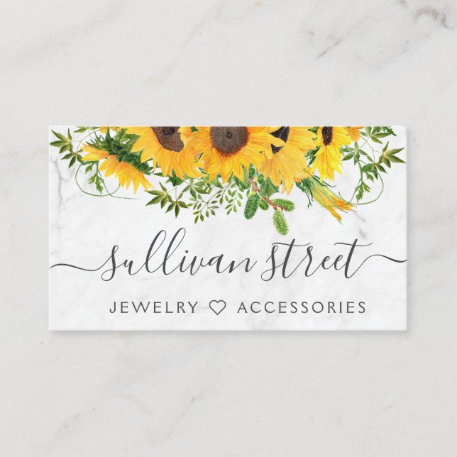 Marble Sunflower Jewellery Boutique Business Card (Front)