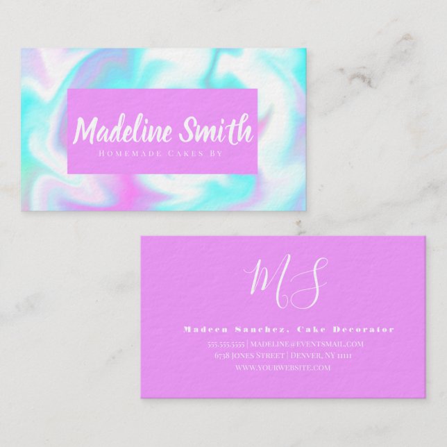 Marble Swirl Abstract Homemade Cake Bakery Business Card (Front/Back)