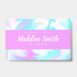 Marble Swirl Abstract Homemade Cake Bakery ID Badge