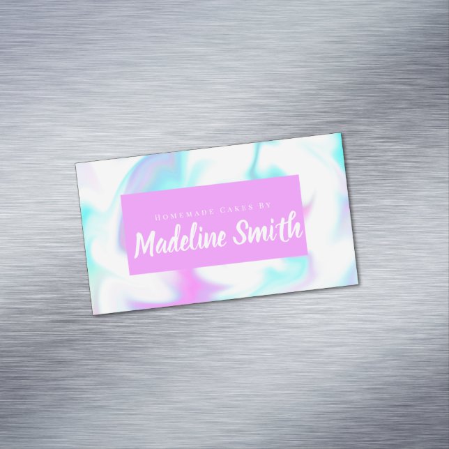 Marble Swirl Abstract Homemade Cake Bakery Magnetic Business Card (In Situ)