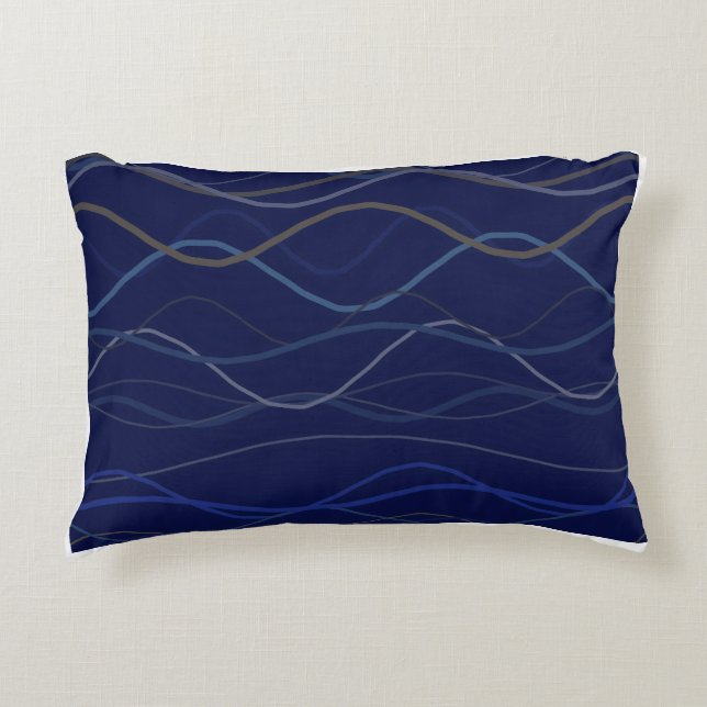 Marble Swirl Blue Gold Seamless Pattern Decorative Cushion (Front)