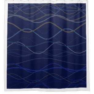 Marble Swirl Blue Gold Seamless Pattern Shower Curtain