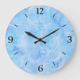 Marble swirl print - sky blue large clock