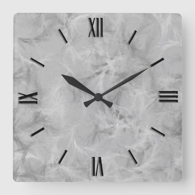 Marble swirl print - soft grey square wall clock (Front)