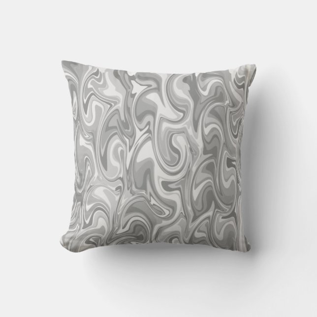 Marble Swirl Texture - Silver Tones Cushion (Front)