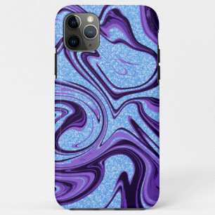 Marble Swirls Purple Black with Blue Faux Glitter Case-Mate iPhone Case
