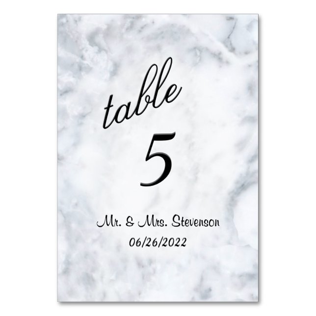 Marble Table Number Personalised (Front)