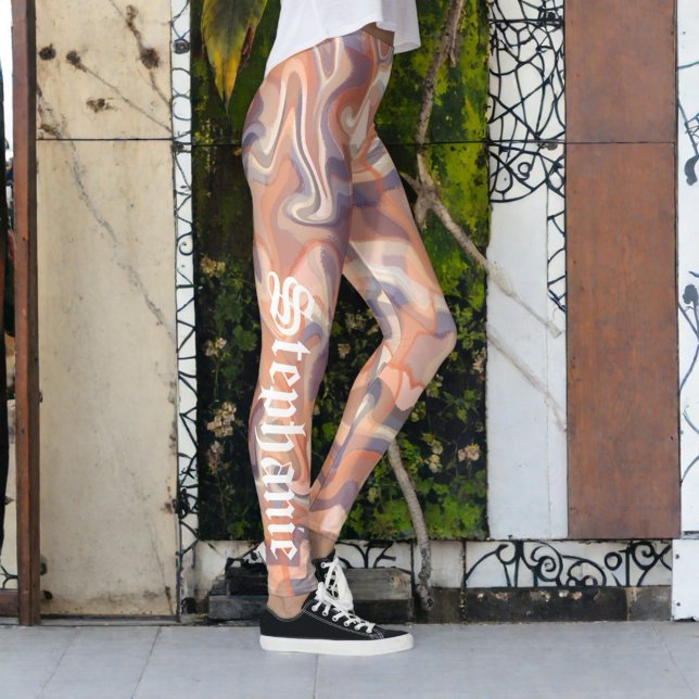 “Marble tartan cute script name boho terracotta  Leggings (Creator Uploaded)