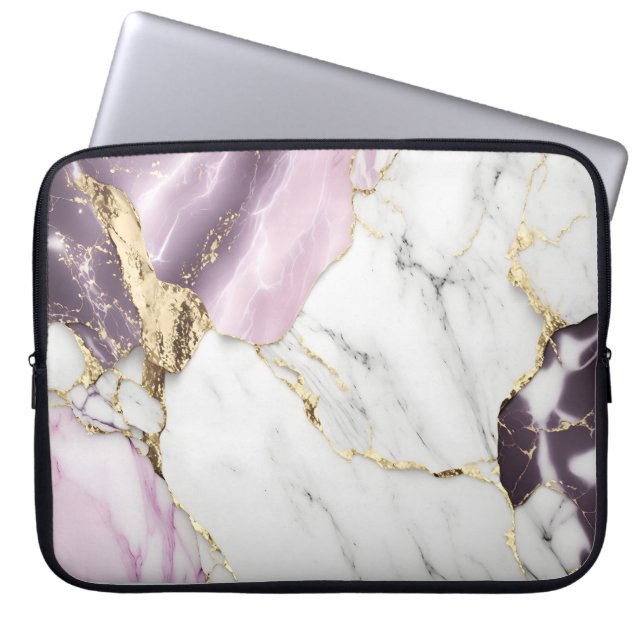 Marble texture background with a luxurious laptop sleeve (Front)