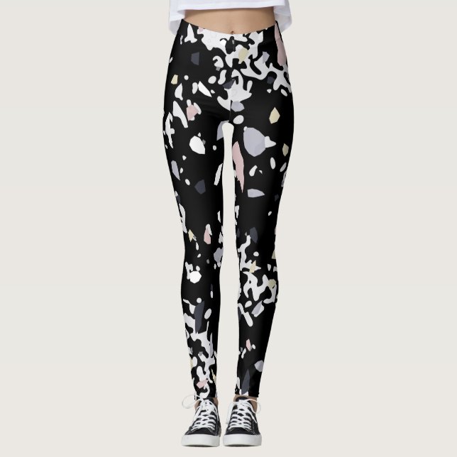 Marble Texture Black   Leggings (Front)