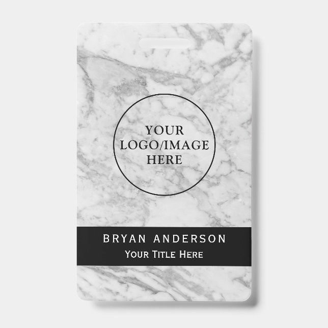 Marble Texture Company Custom Name Badge ID Badge (Front)