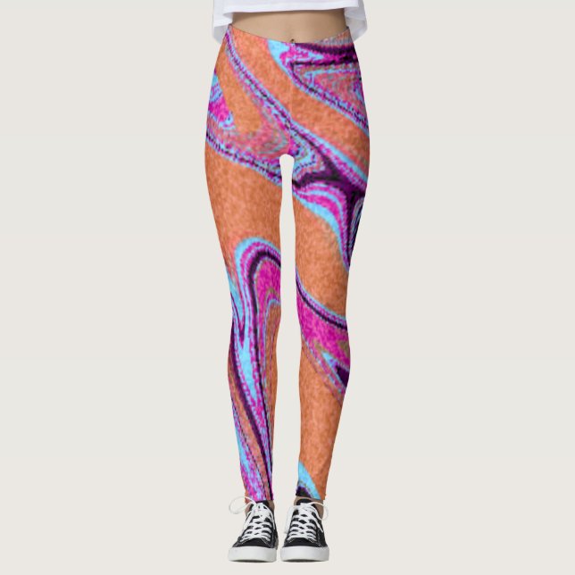 Marble Texture Pattern Colourful Cute   Leggings (Front)