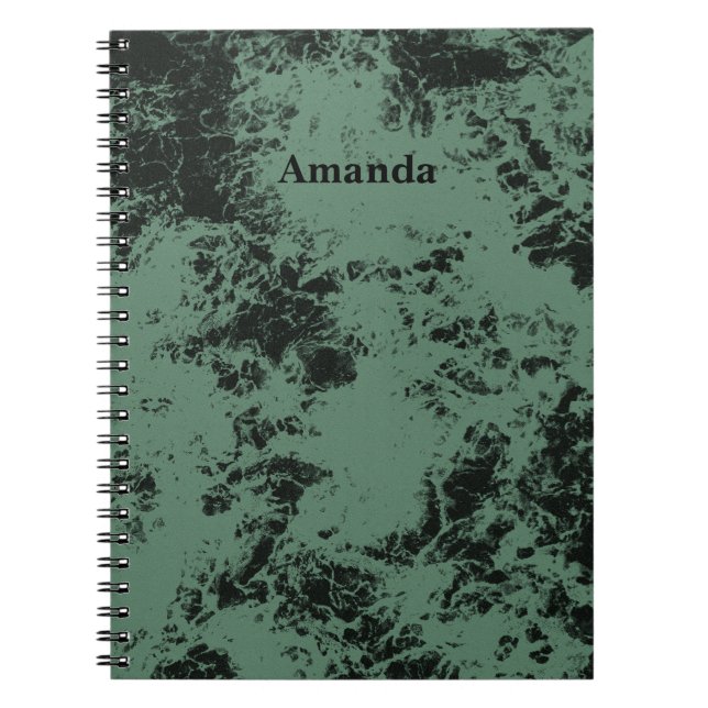 Marble texture pattern in black and green  notebook (Front)