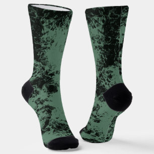 Marble texture pattern in black and green socks