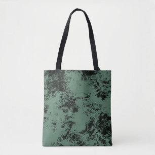 Marble texture pattern in black and green  tote bag