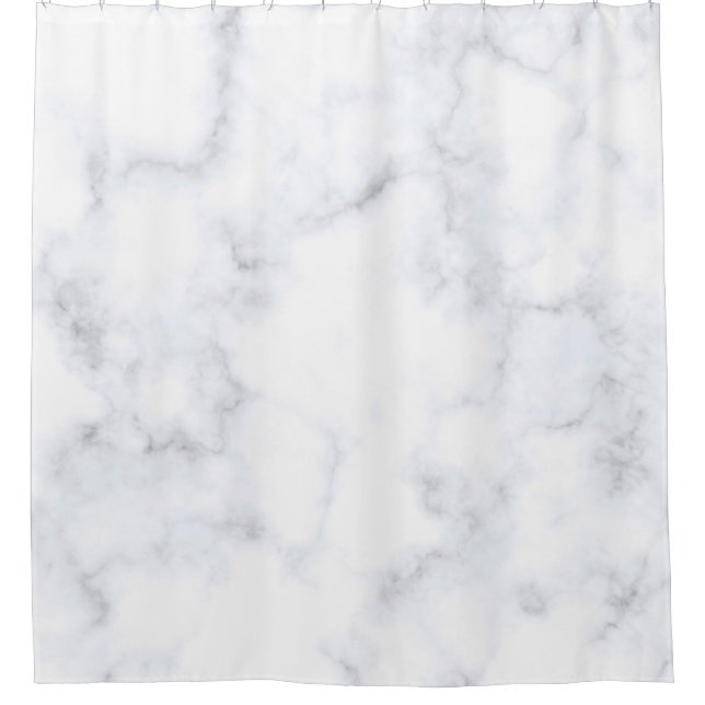 Marble texture white pattern shower curtain (Front)