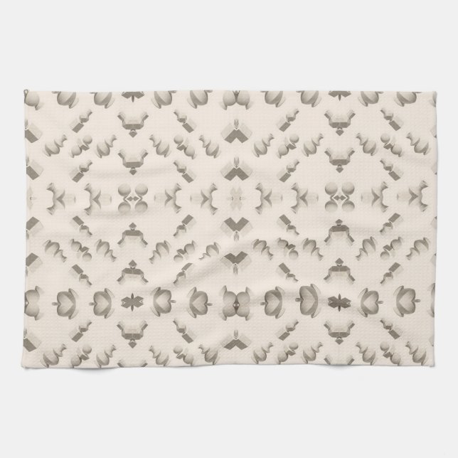 Marble textured geometric sculptures on a beige tea towel (Horizontal)