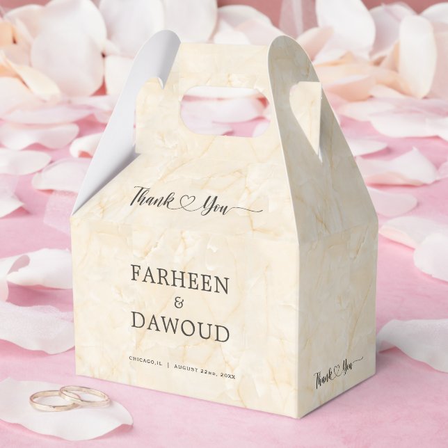 Marble Textured Islamic Wedding Thank You Treat Favour Box (Wedding)
