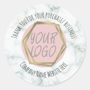 Marble Thank You Business Logo   Classic Round Sticker