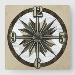 Marble Tile Sunburst Dial Wall Clock