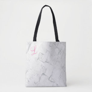 Marble Tote Bag with Initial Momogrammed