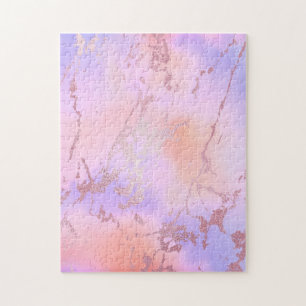 Marble Trendy Pastel Colours Modern Silver Metalli Jigsaw Puzzle