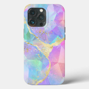 Marble Trendy Stone Aqua Purple Gold iPhone 13 Pro Case