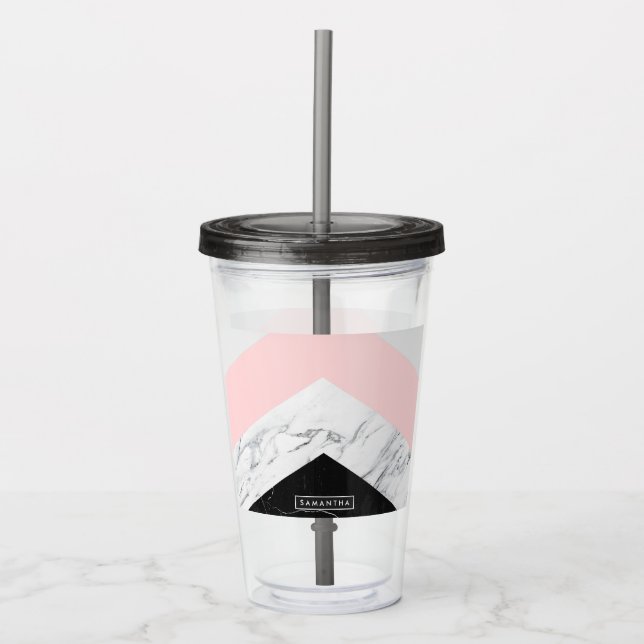 Marble Triangles Acrylic Tumbler (Front)