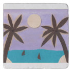 Marble Trivet with Palm Tree Design