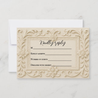 Marble Veil Wedding RSVP Card
