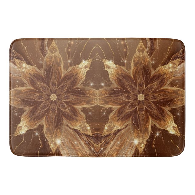 Marble Warm brown flower Dream Abstract Fractal Bath Mat (Front)