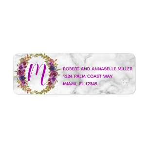 Marble Watercolor Floral Address