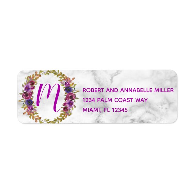 Marble Watercolor Floral Address (Front)