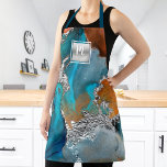 Marble watercolor turquoise silver salon monogram apron<br><div class="desc">Here’s a wonderful way to present yourself to your makeup, hair stylist, nail, or beauty clients. Add extra sparkle to your professionalism whenever you wear this elegant, sophisticated, simple, and modern apron. A sparkly, faux silver foil square with a script typography monogram overlays a rich, silver veined, turquoise blue and...</div>