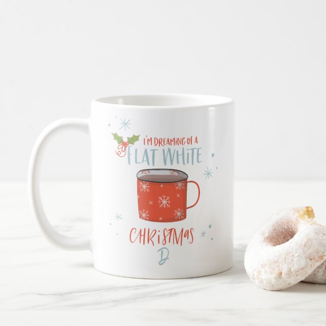 Marble watercolor wreath monogram coffee mug (With Donut)