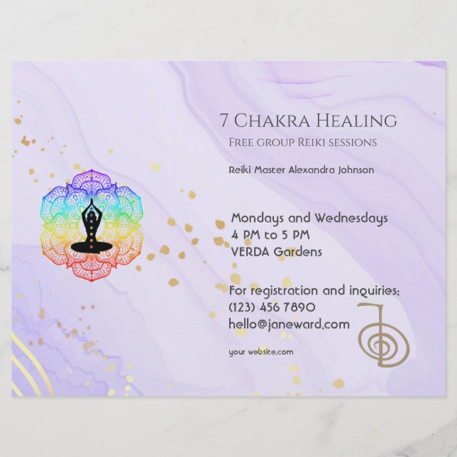Marble Waves Chakra Energy Healer Reiki Horizontal Flyer (Front)
