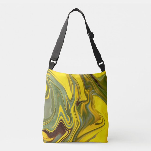 Marble Waves Yellow Digital Paper-55448 Crossbody Bag (Front)