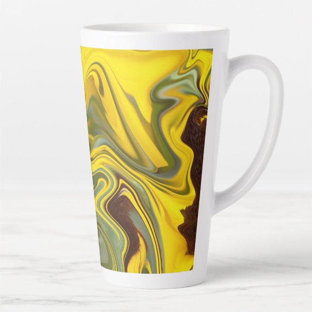 Marble Waves Yellow Digital Paper-55448 Latte Mug (Right)
