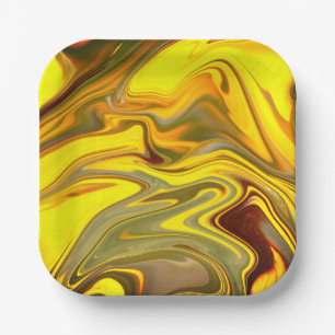 Marble Waves Yellow Digital Paper-55448 Paper Plate