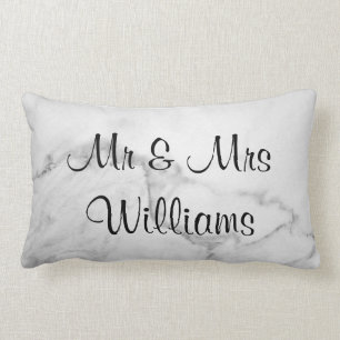 Marble "We Did" Monogrammed Wedding Pillow