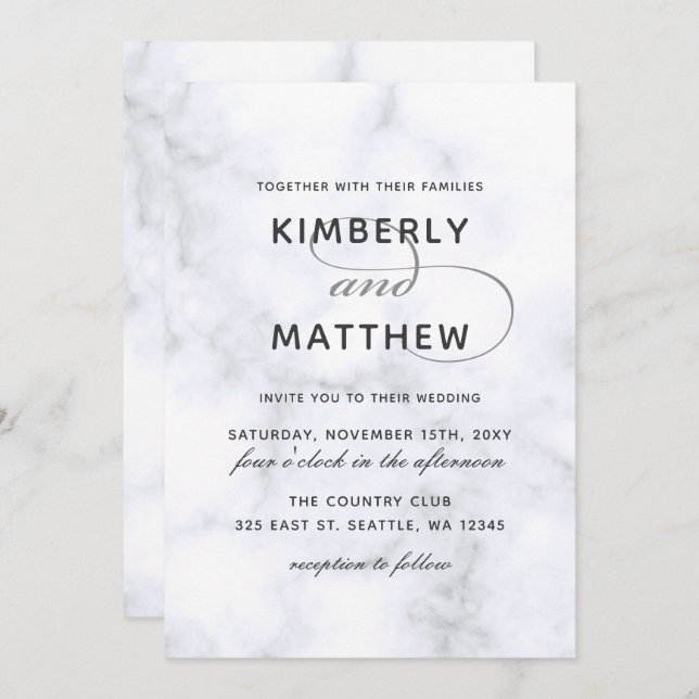 Marble Wedding Invitation (Front/Back)