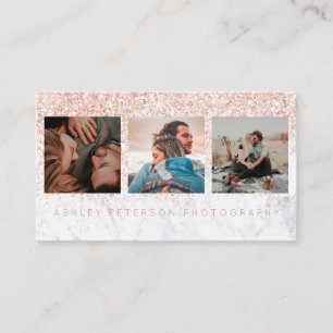 Marble wedding photography rose gold typography business card
